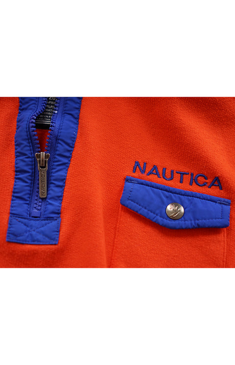 Nautica Vintage Bright Orange 1/4 Zip Sweatshirt