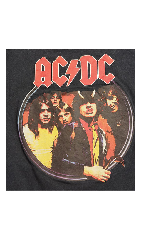 Retro ACDC Grey Graphic Rock TShirt detail 1