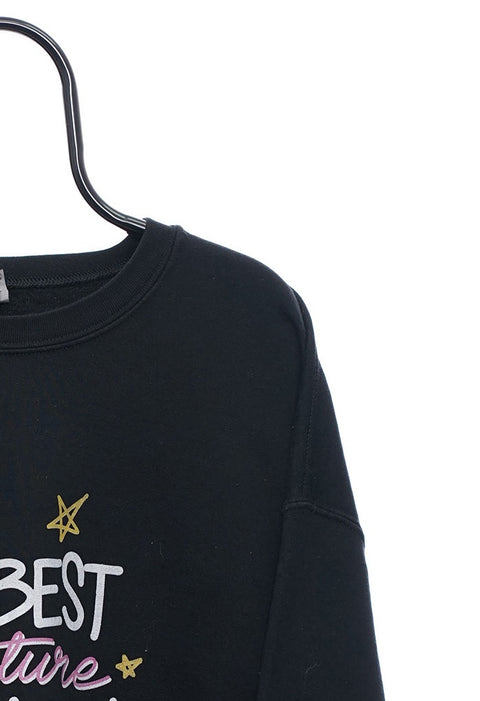 Retro Dumb Quote Graphic Black Sweatshirt detail 5