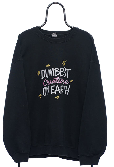 Retro Dumb Quote Graphic Black Sweatshirt front