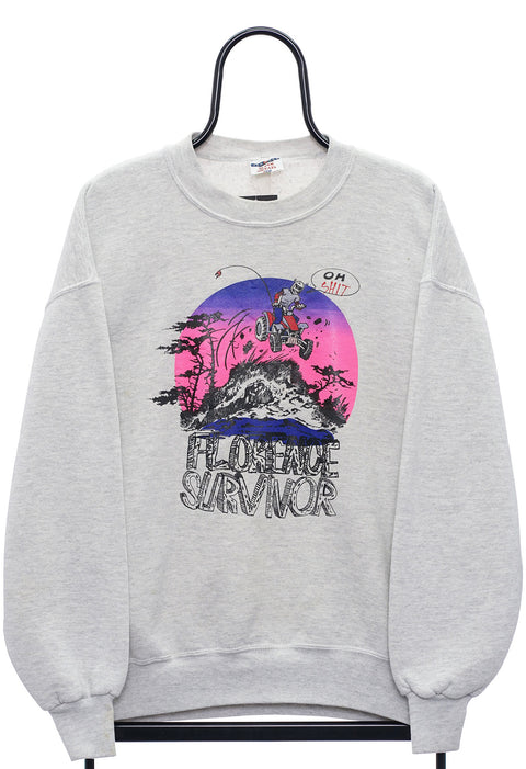 Retro Florence Survivor Graphic Grey Sweatshirt front