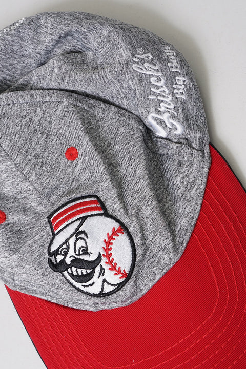 Retro MLB Cincinnati Reds Grey Baseball Cap detail 5