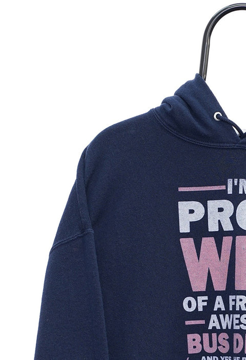 Retro Proud Wife Graphic Navy Hoodie detail 2