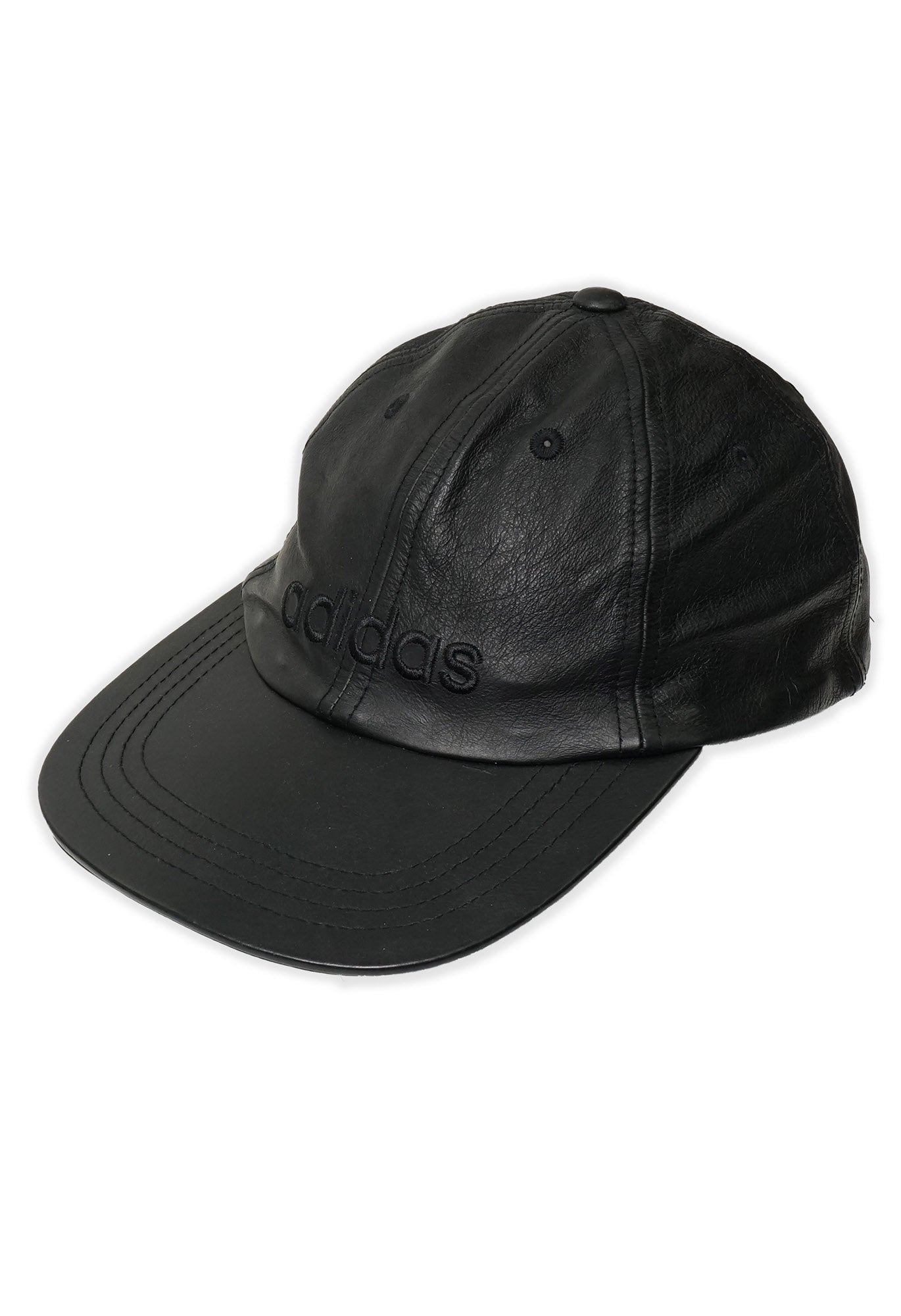 Vintage Adidas 90s Black Leather Cap Atlas Vintage